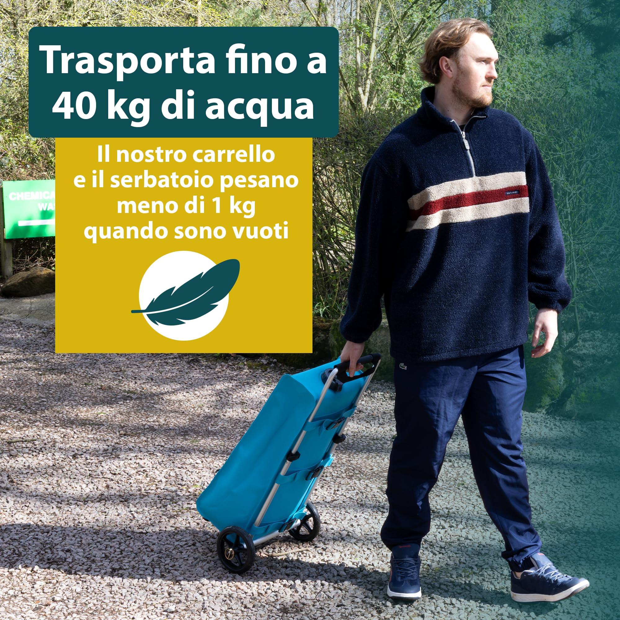 Colapz Aquamate - Contenitore per Acqua Dolce con Carrello, 40 l, salvaspazio, per roulotte e Camper, Senza BPA, Compatibile con Flexipipes