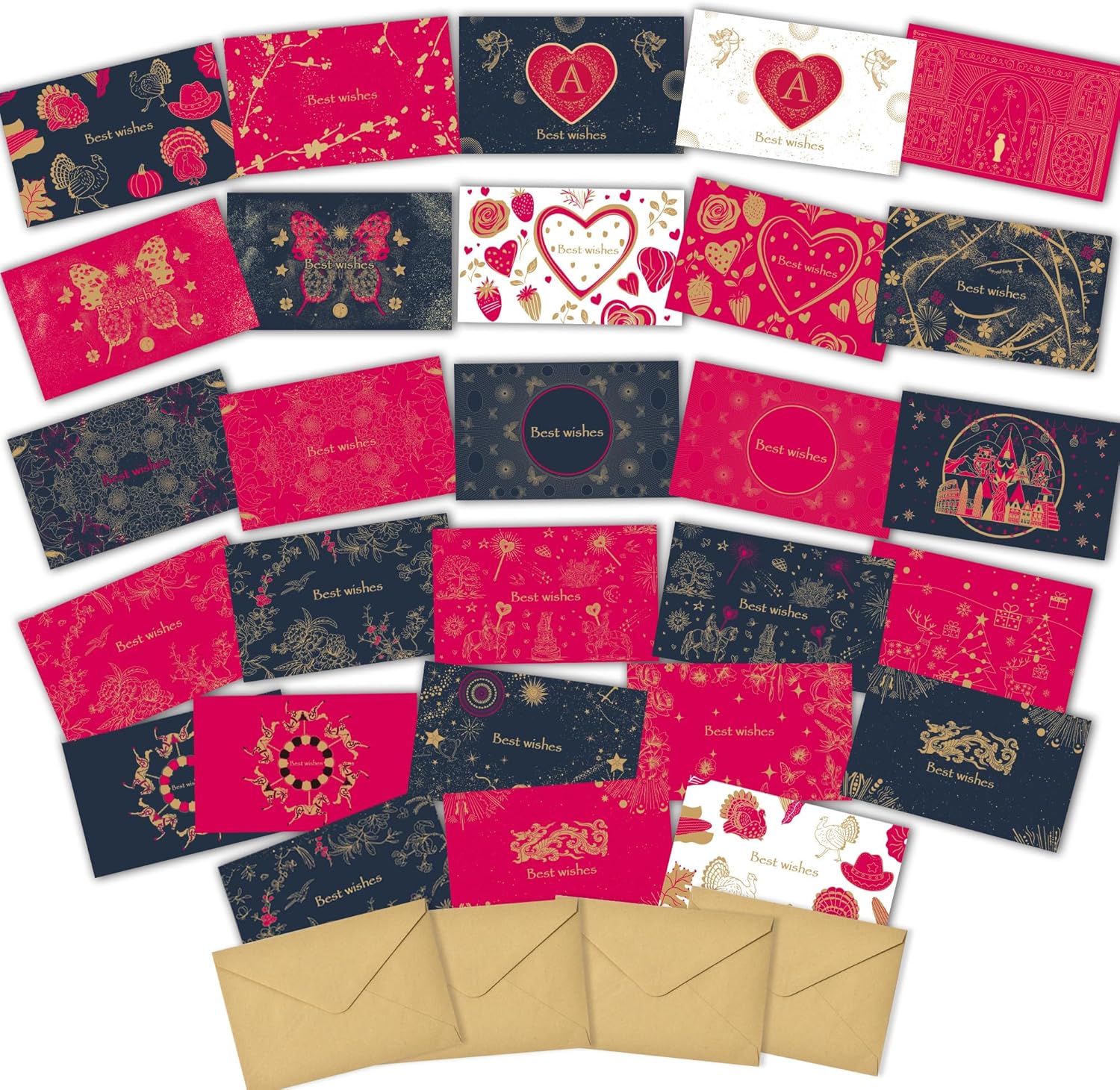 Amalee 28-pack Greeting Card Bulk with Envelopes 4.3x7.1 Inches for Business, Weddings, Baby, Bridal Showers, Graduations