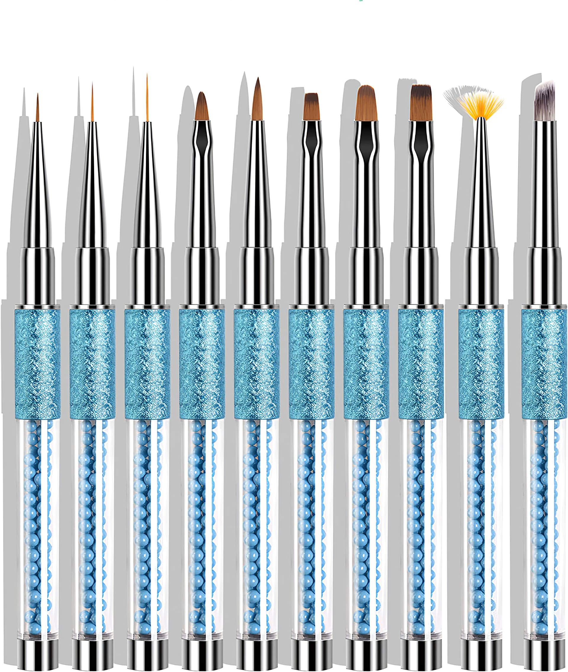 10 Pcs Kolinsky Sable Hair Acrylic Nail Art Application Brushes With Cap , Nail Art Tips Builder Brush, Nail Painting Brush set.
