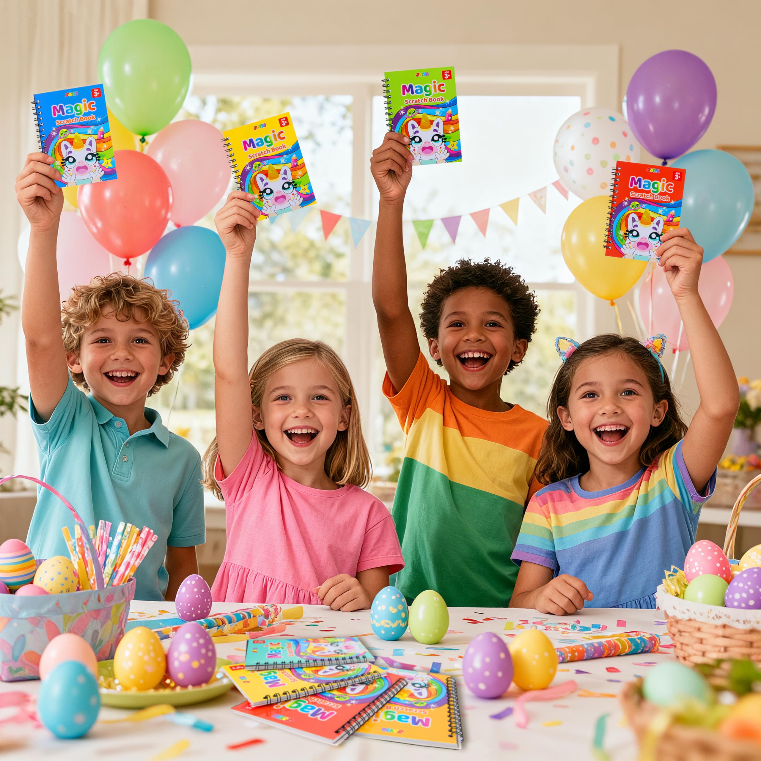 JOYIN 24 Stück Rubbel-Notizbuch, Regenbogen-Kunst-Notizbuch, Partygeschenke für Kinder, Kunst-Bastelset, Goodie-Tütenfüller für Mädchen und Jungen, Rückgabe-Geschenke für Geburtstag