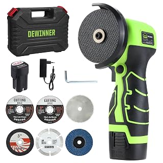 DEWINNER Amoladora Angular Inalámbrica 19.500 RPM - Radial de 76 mm, 2 baterías 2000 mAh, 6 discos de corte y caja de transporte - para amolado, pulido, corte - Amazon product rated Grade B