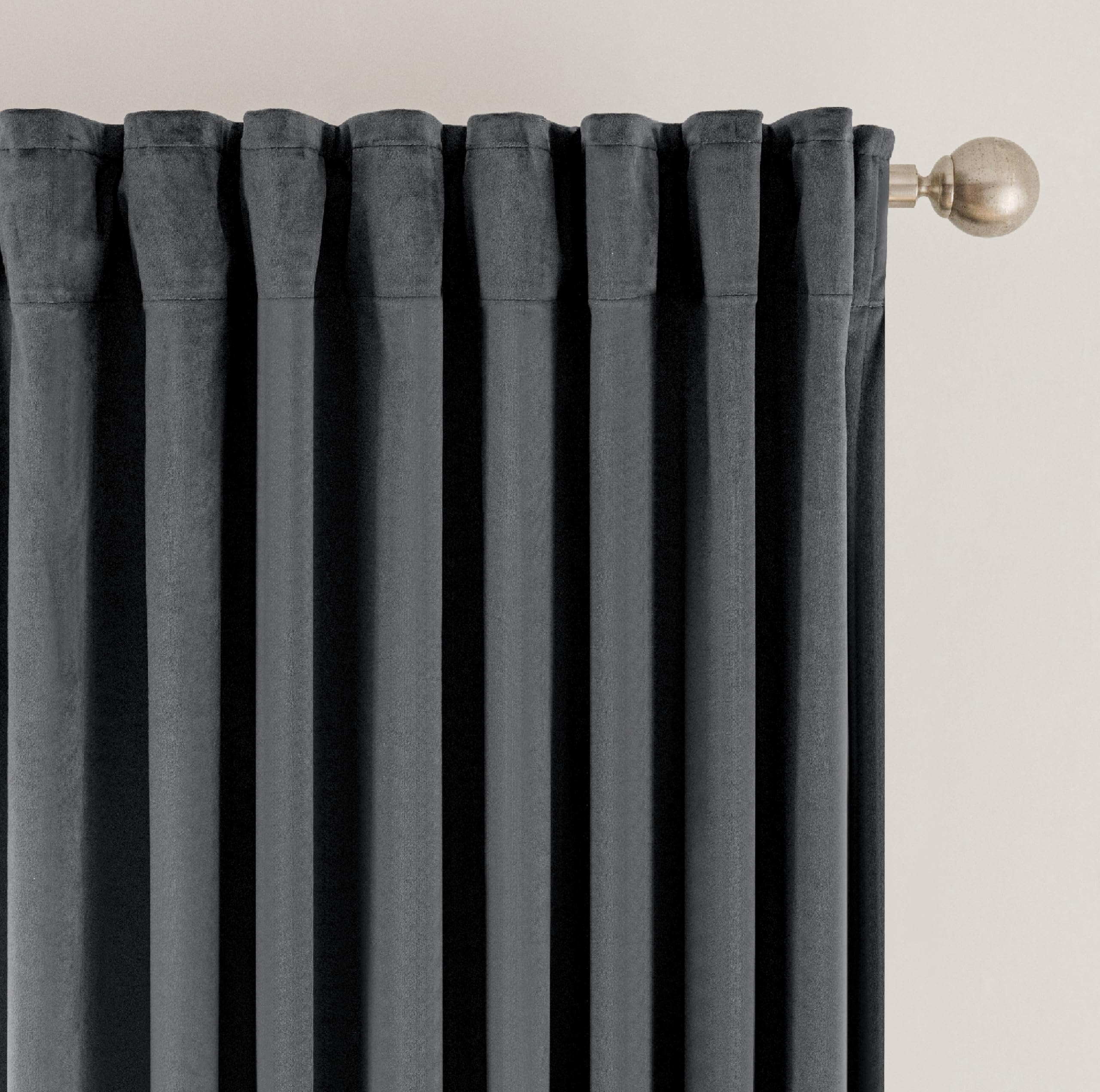 SNITIE Dark Grey Velvet Curtains with Back Tab and Rod Pocket Thermal Insulated Soft Privacy Light-Filtering Velvet Drapes for Bedroom and Living Room, Set of 2 Panels, 52 x 108 Inches Long