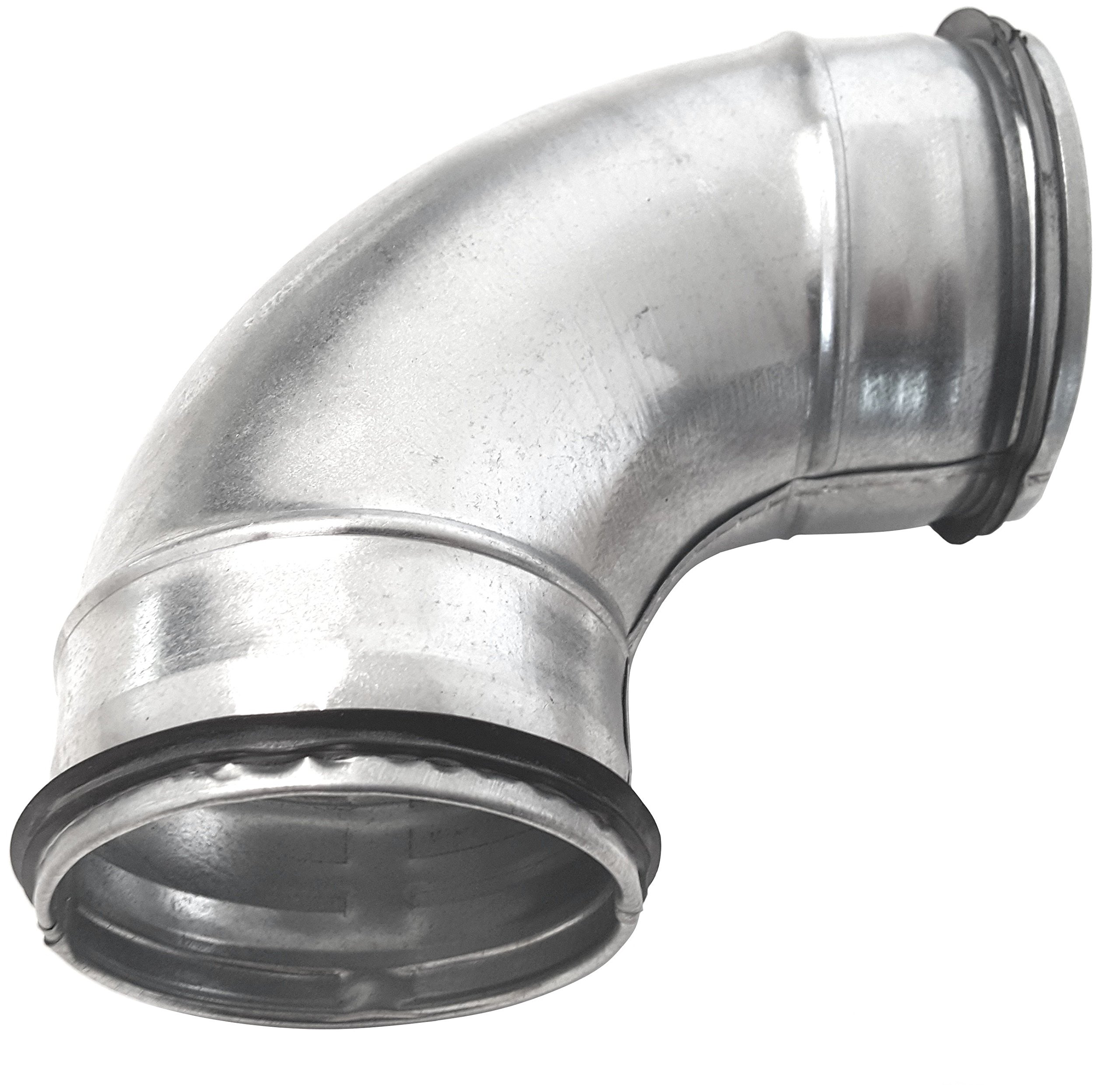 Raccord coudé en acier galvanisé pressé pour tube spiralé agrafé DN 80 100 125 140 150 160 180 200 avec joint 45 °/90 °, argent