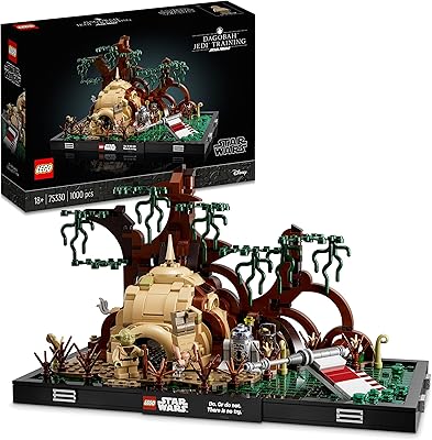 LEGO 75330 Star Wars Diorama Addestramento Jedi su Dagobah, Set Gadget per Adulti con Minifigure di Yoda, R2-D2 e l'X-wing di Luke Skywalker, Idea Regalo Festa del Papà