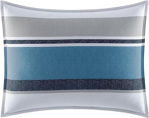 Miniatura 4 de Nautica - Juego de edredón Queen, ropa de cama reversible de algodón con fundas a juego y almohadas decorativas adicionales (azul marino occidental,