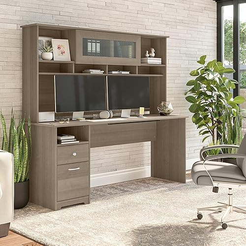 Miniatura 2 de Bush Furniture Cabot - Escritorio para computadora con gabinete, 72 W, gris ceniza Gris ceniza,Gris brezo,Blanco,https://www.amazon.com/dp/undefined