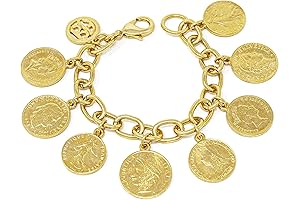 24k Gold Plated "Moroccan" Coin Charm Bracelets: Women's Statement Jewelry for A Bohemian Look