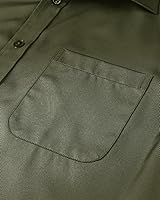 Vista 65 de Alimens & Gentle - Camisas de vestir con bolsillo y manga corta, de color liso y sin arrugas, estilo casual con botones, para hombres