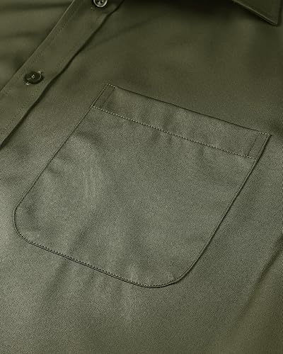 Miniatura 65 de Alimens & Gentle - Camisas de vestir con bolsillo y manga corta, de color liso y sin arrugas, estilo casual con botones, para hombres