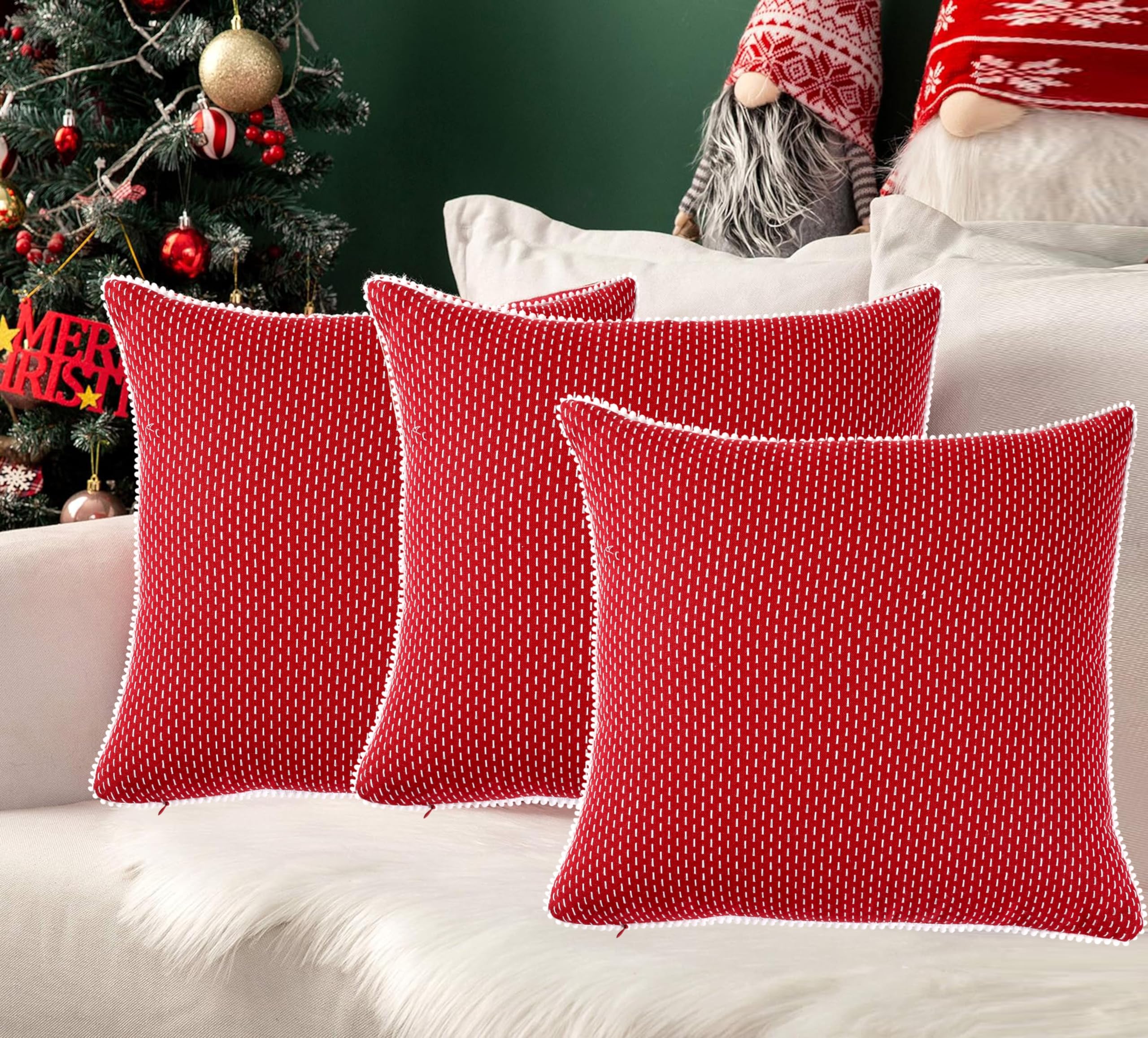 Buy Theme Red Cushion Covers 16 inch x 16 inch | Set of 3 |Cushion