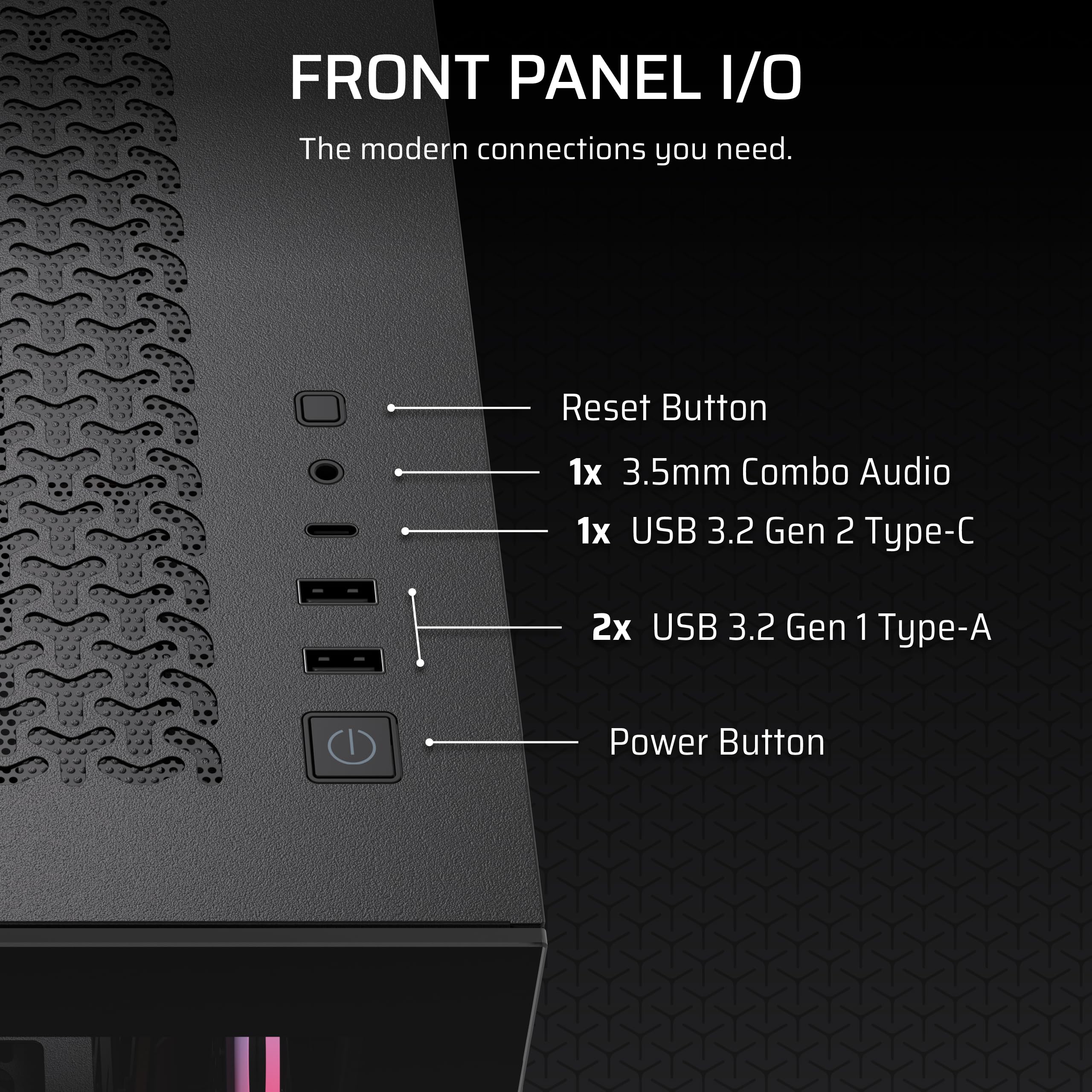 CORSAIR 3500X RS-R ARGB Caja de PC Semitorre con Panel de Cristal Panorámico – 3X RS120-R ARGB Incluidos, Puede Incluir hasta 10 Ventiladores de 120mm, Compatible con Placas Base Inversas – Negro
