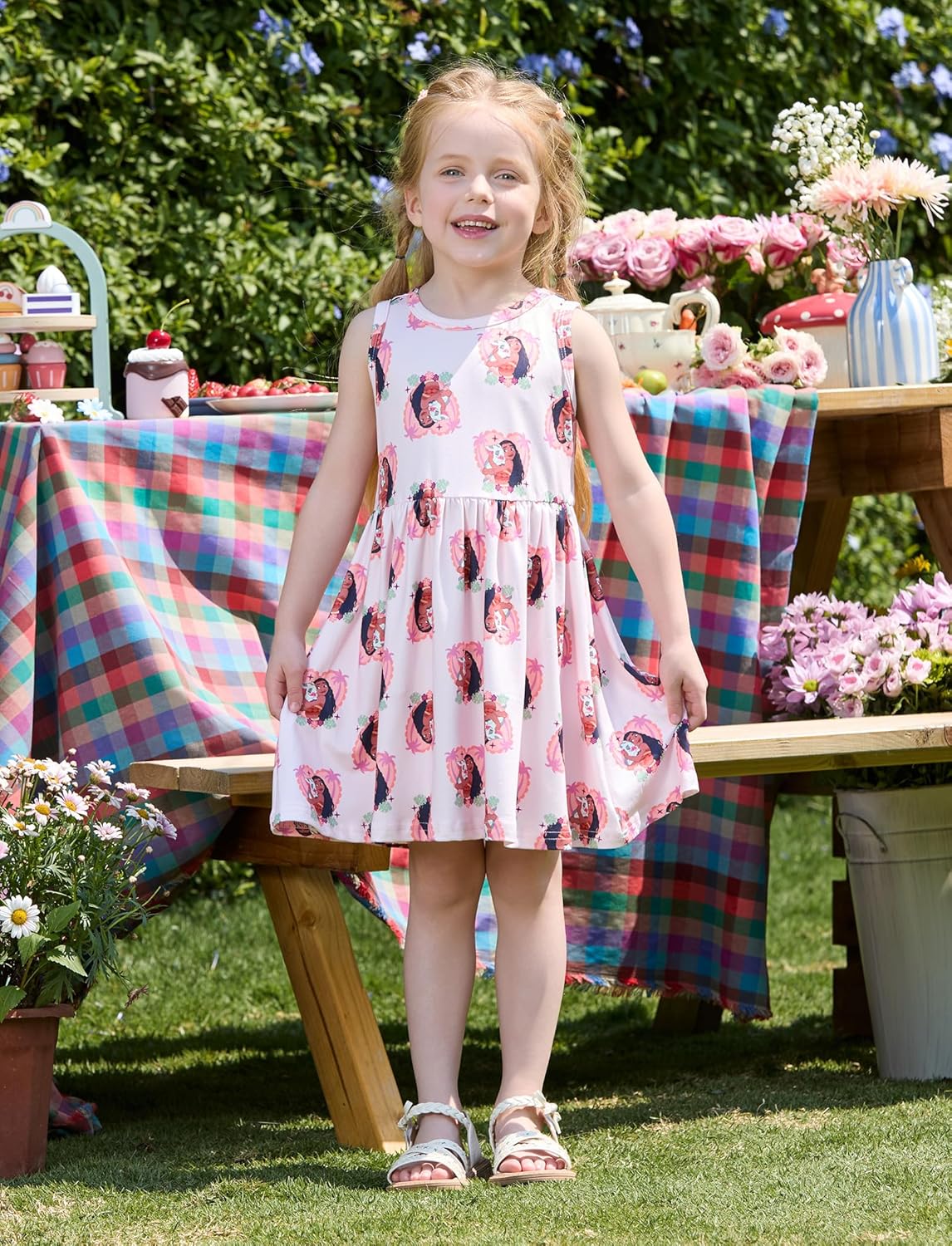 Disney Frozen Elsa Princess Minnie Mouse Stitch Toddler Girl Dresses 2 Pack Long Ruffle Sleeve Costume Set Outfit 2-13 Years