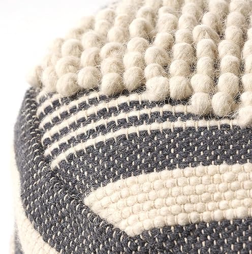 Miniatura 6 de Christopher Knight Home Lucknow - Puf cilíndrico hecho a mano, color blanco y azul marino