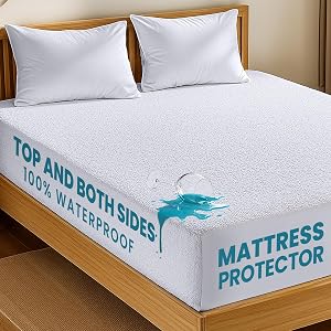 Utopia Bedding Dual Sided Mattress Protector with Waterproof Terry Top and Side Panels Full Size Soft and Breathable