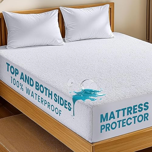 Utopia Bedding Dual Sided Mattress Protector with Waterproof Terry Top and Side Panels Full Size, Soft and Breathable Mattress Cover, Fitted Style with Stretchable Elastic Pockets - Polyester - Full