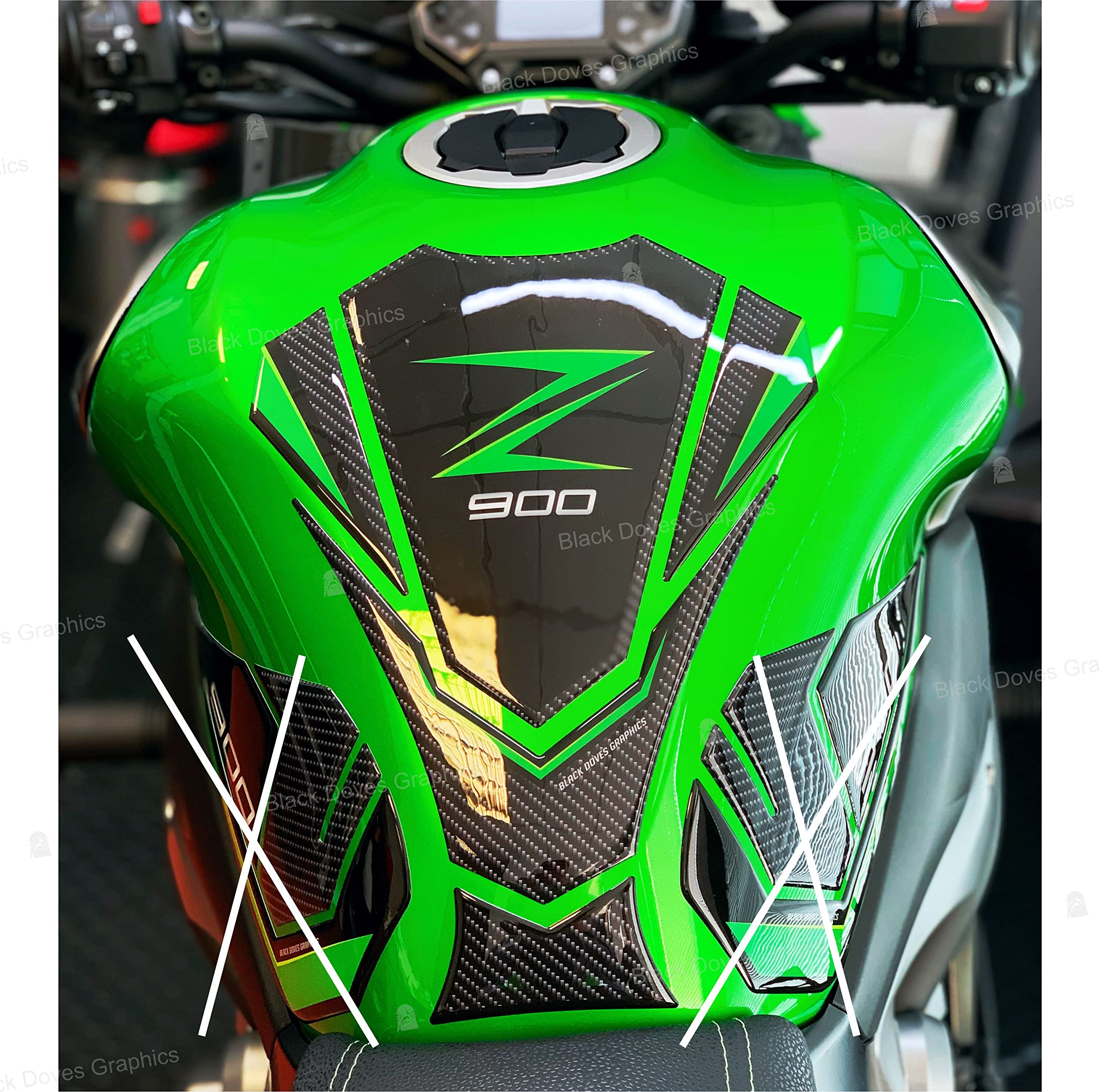 Resin Bike Adesivi Moto Compatibile Con Kawasaki Z900 2025-2026. Protezione Cupolino Frontale Da Urti E Graffi. Adesivi Resinati Con Effetto 3D Made In Italy