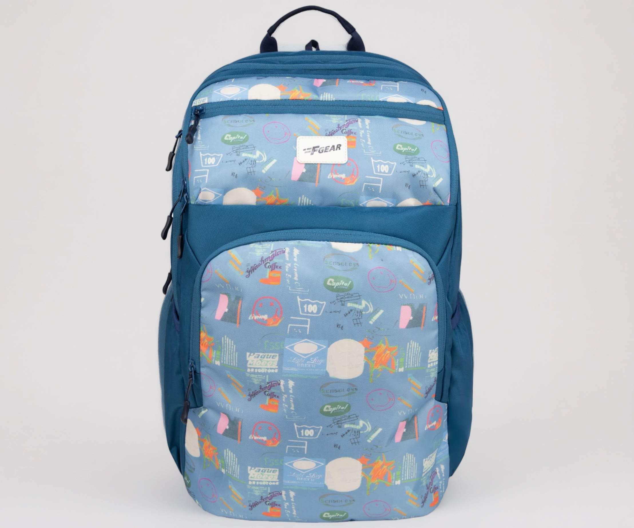 F Gear Akira Aqua Blue 26L Backpack, 3 Spacious Compartments, 3 Pockets and 1 Hidden Pocket|Anti theft Backpack|Airflow Padded Back Panel|Lightweight 