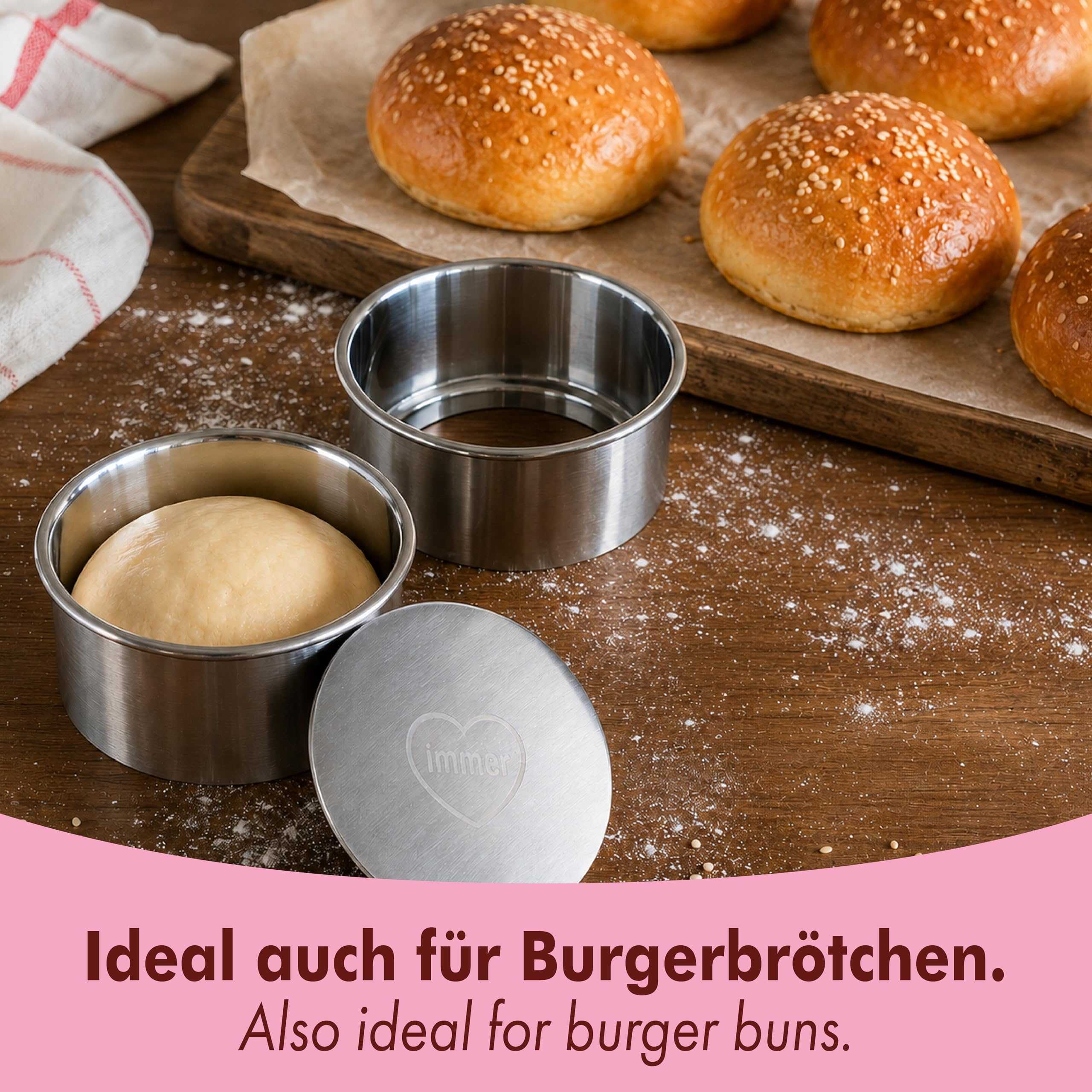 immer 4er Mini-Kuchenform-Set Edelstahl mit Hebeboden, 11 cm Ø × 5 cm H, unbeschichtet PFAS-frei aus 18/8-Edelstahl Spülmaschinenfest Küche, Haushalt & Wohnen