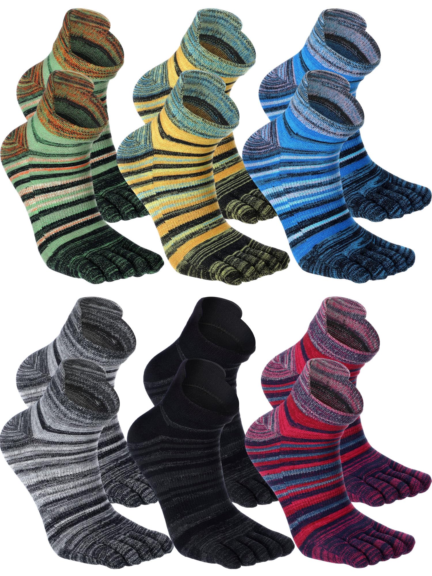 Fourluoo 3/6 Pairs Cotton Toe Socks for Women Men