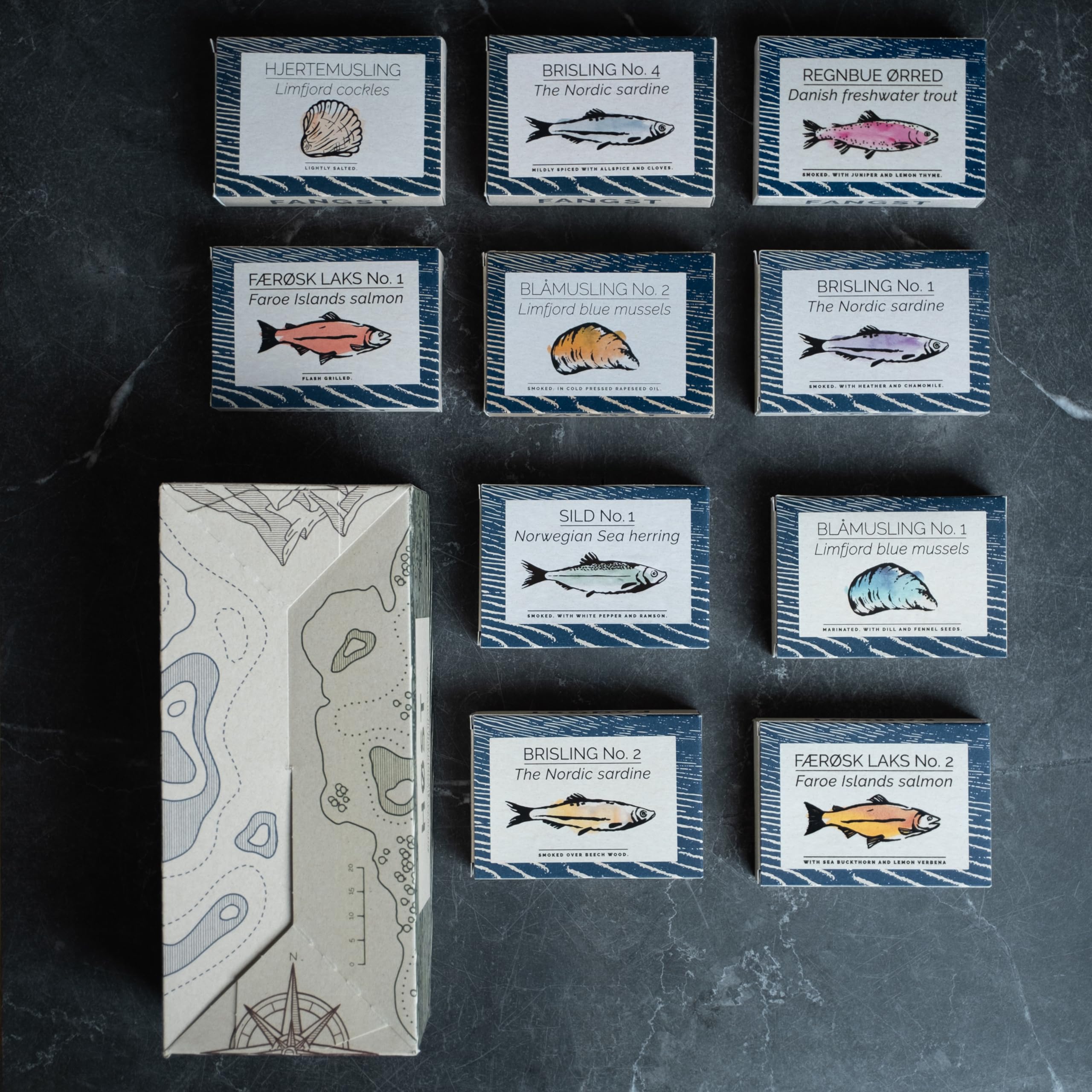Fangst explorer Box | Variety Pack of Nordic Tinned Fish | 10ea Cans of Fish