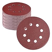 Vista 19 de WORKPRO 50 discos de lija de grano 60 – Papel de lija de 5 pulgadas con 8 agujeros de gancho y bucle para lijadora orbital aleatoria