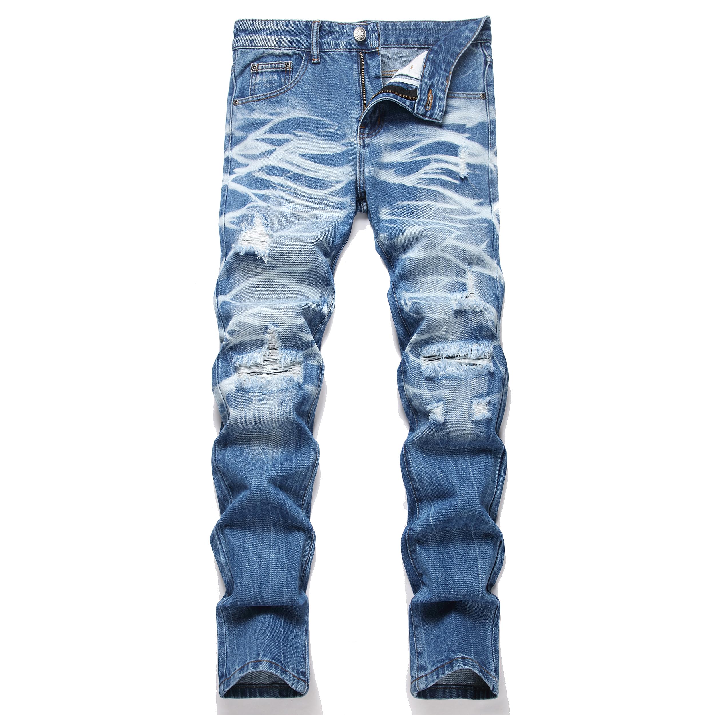 Men's Ripped Regular Straight Leg Fit Jean