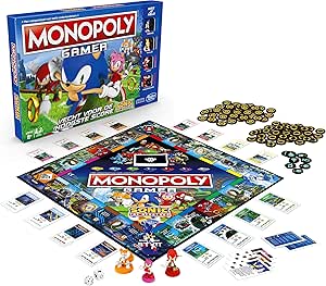 Monopoly Gamer Sonic The Hedgehog Edition Board Game for Kids Ages 8 &amp; Up; Sonic Video Gamer Themed Board Game