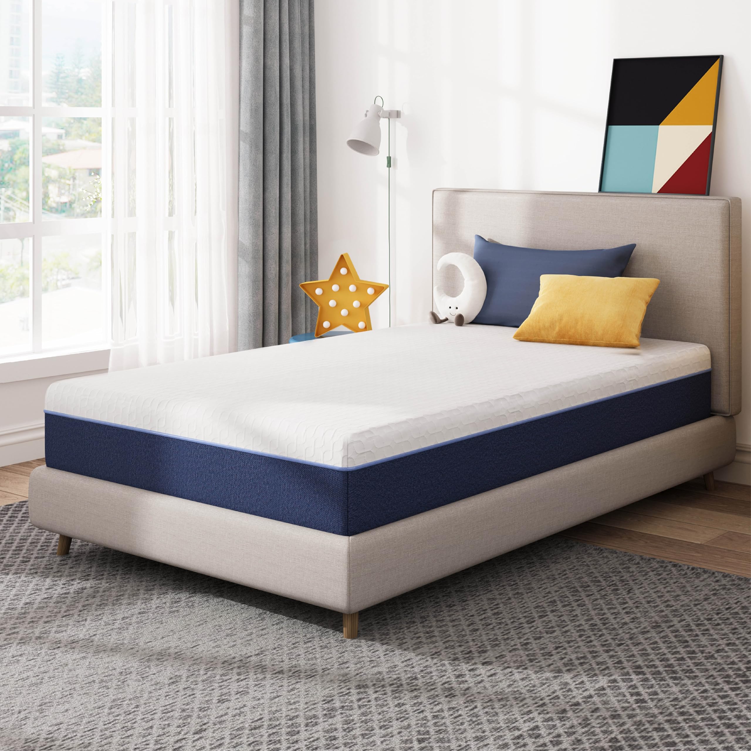 6 Inch Twin Size Mattress for Kids, Gel Cooling Memory Foam Mattress in A Box, Medium Firm Feel for Back Pain Relief, CertiPUR US Certified