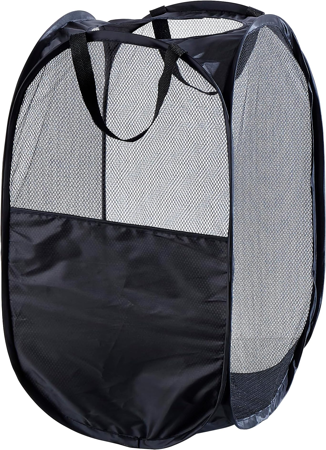 WEBEASY Laundry Basket, 1pc Pack Foldable Laundry Hamper Pop Up with Durable Handles, Portable Mesh Washing Laundry Bag with Handle Great for Home Kids Room College Dorm Travel (Black)