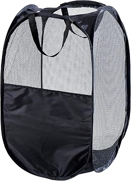 WEBEASY Laundry Basket, 1pc Pack Foldable Laundry Hamper Pop Up with Durable Handles, Portable Mesh Washing Laundry Bag with Handle Great for Home Kids Room College Dorm Travel Black