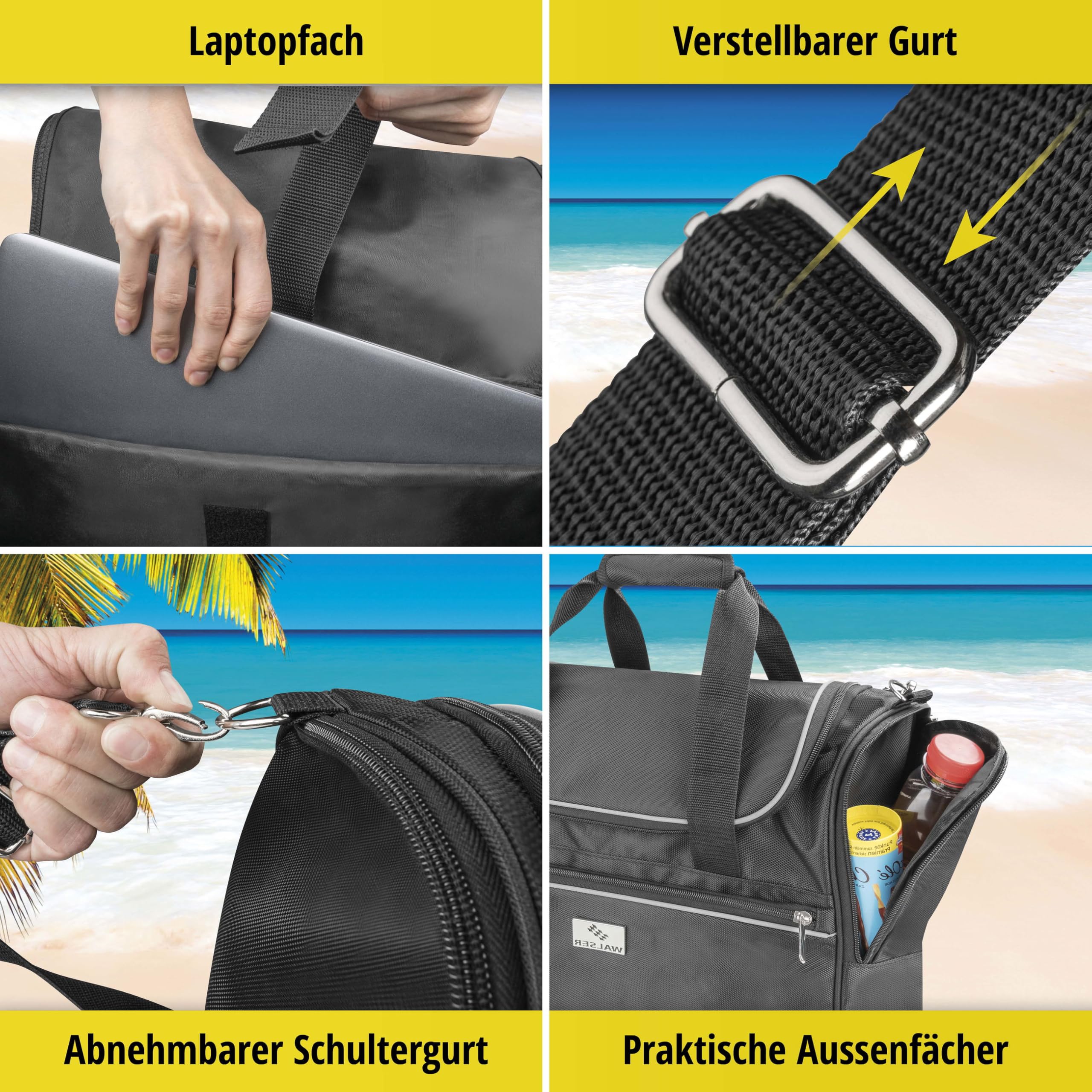 Walser 29974 Carbags torba podróżna do samochodu, torba sportowa 55 x 20 x 40 cm czarna, odporna na działanie wody