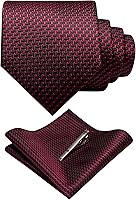 RBOCOTT Men's Solid Woven Necktie Set with Pocket Square & Tie Bar - Silk Blend, Comfortable & Durable