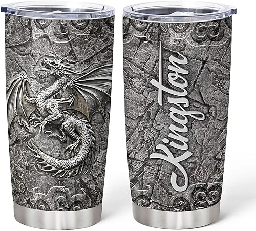 Vista 10 de Hyturtle Vaso vikingo personalizado de acero inoxidable celta de los Vikings Celta, taza de viaje para café con tapa, 20 onzas, 30 ° Nombre Viking 4