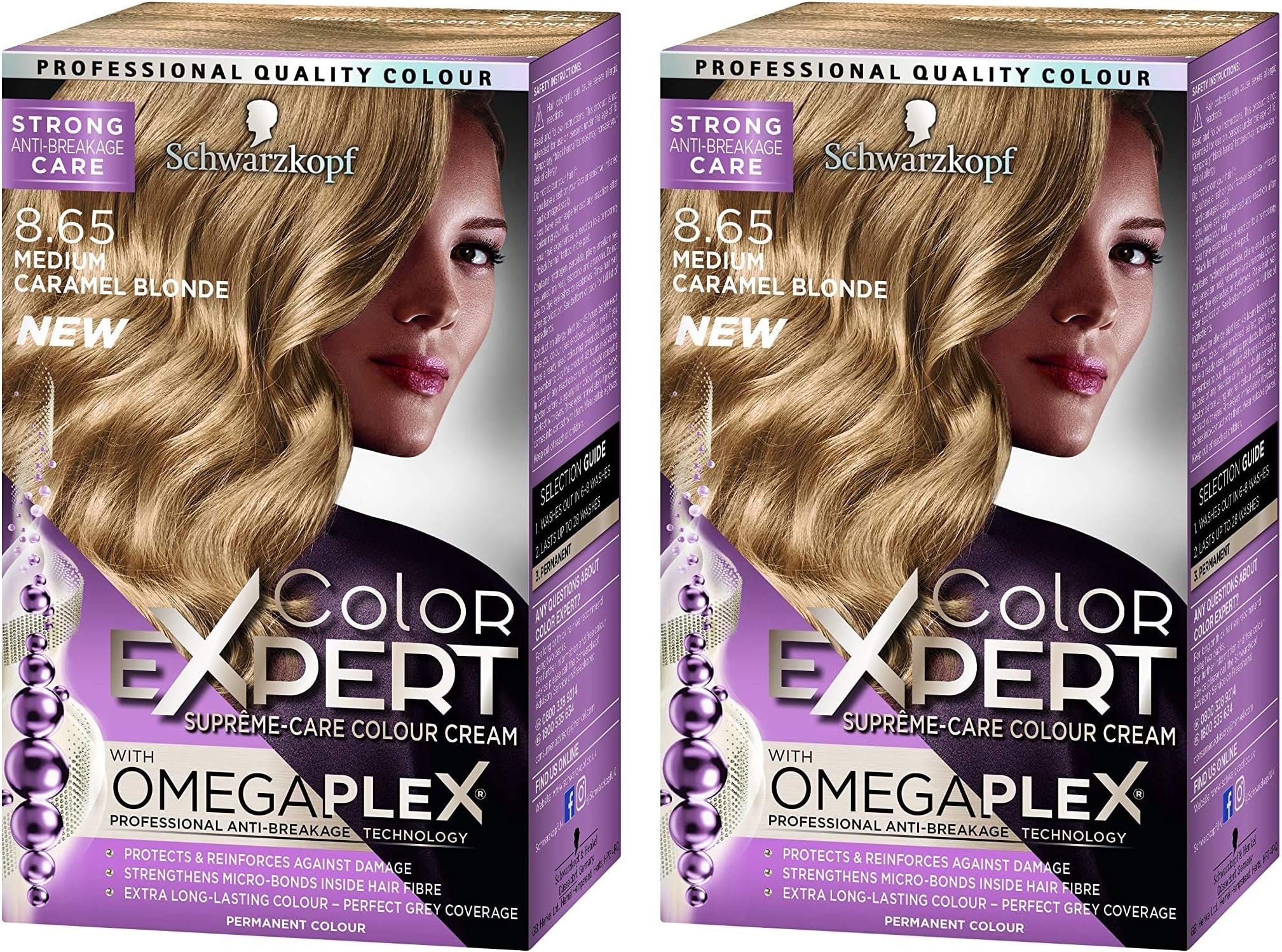 Colour Expert Omegaplex Hair Dye, Number 8.65, Medium Caramel Blonde 2 Pack