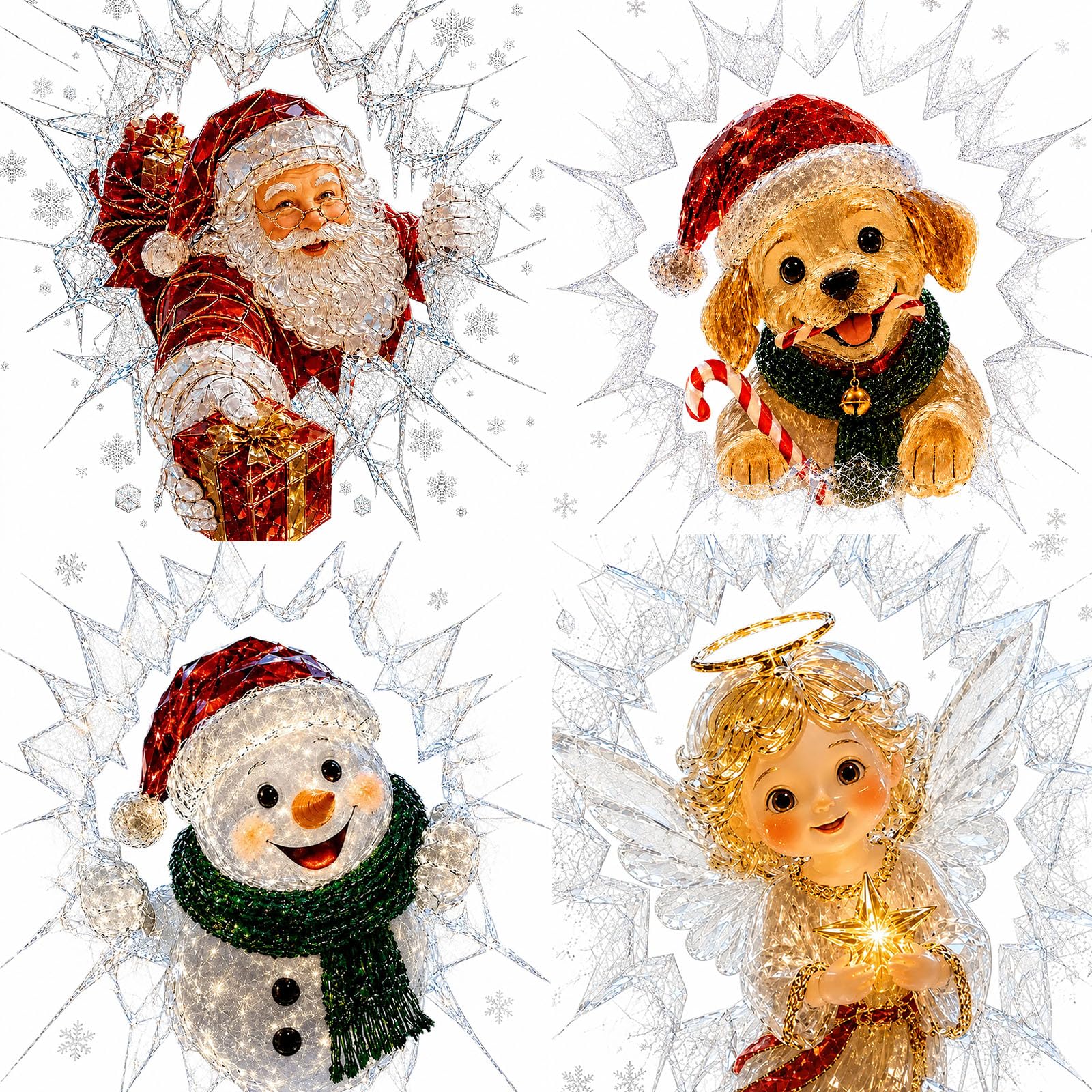 Kristallene Weihnachtsmann-Fensterdekoration, 3D-Weihnachtsaufkleber (Mix)