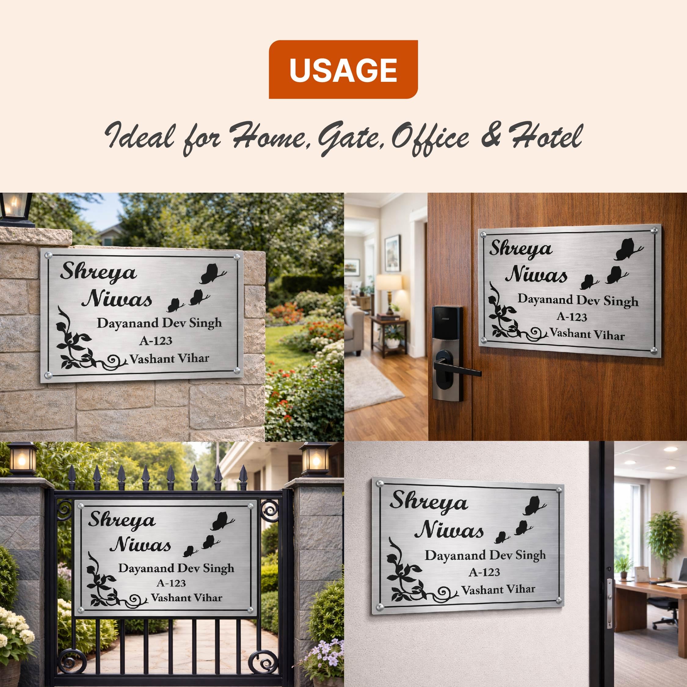 Personalized Stainless Steel Name Plate - Custom Door Sign -4