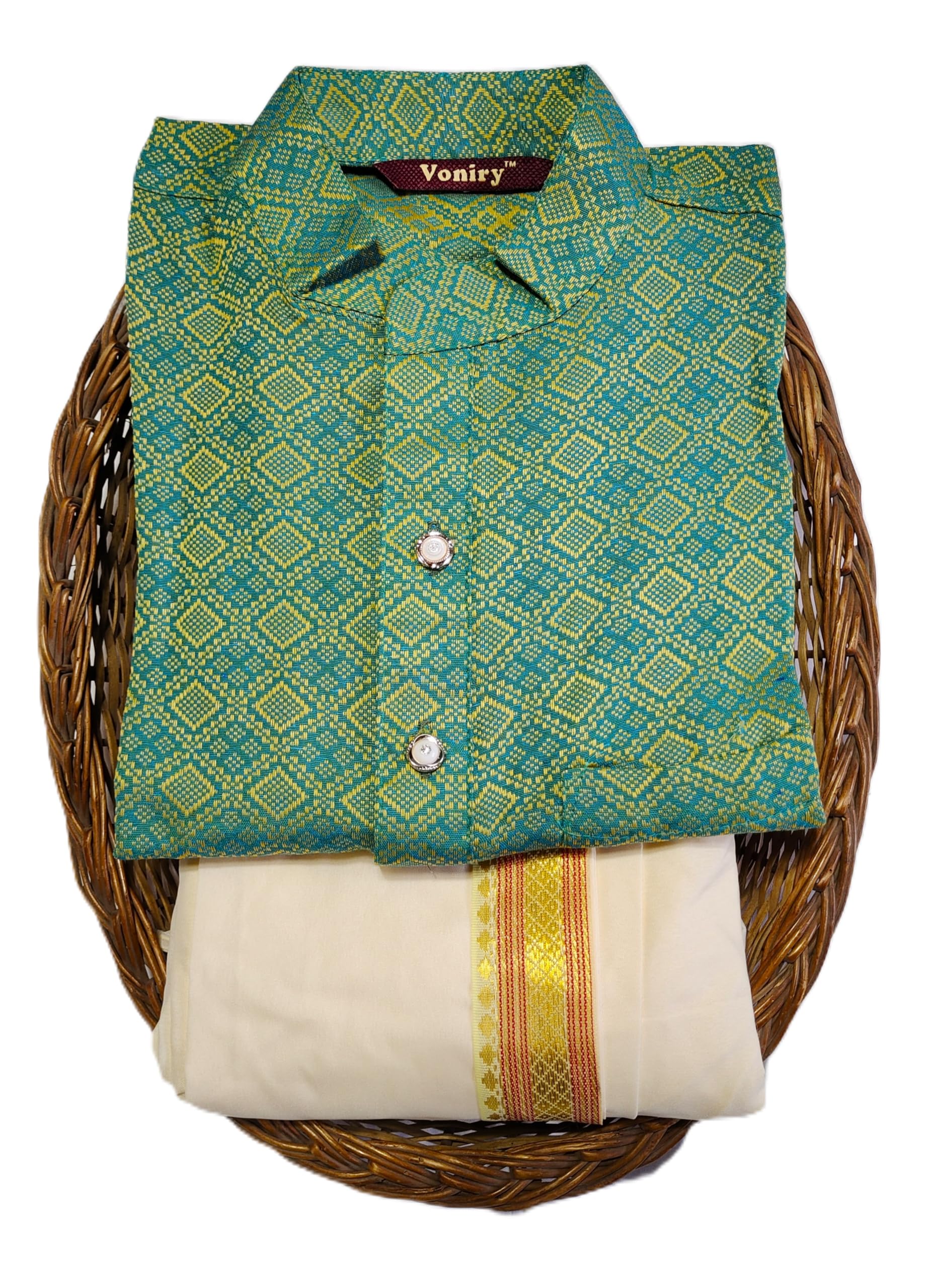 Men's Traditional Kurta with Dhoti Set, Geometric Pattern-picture-31