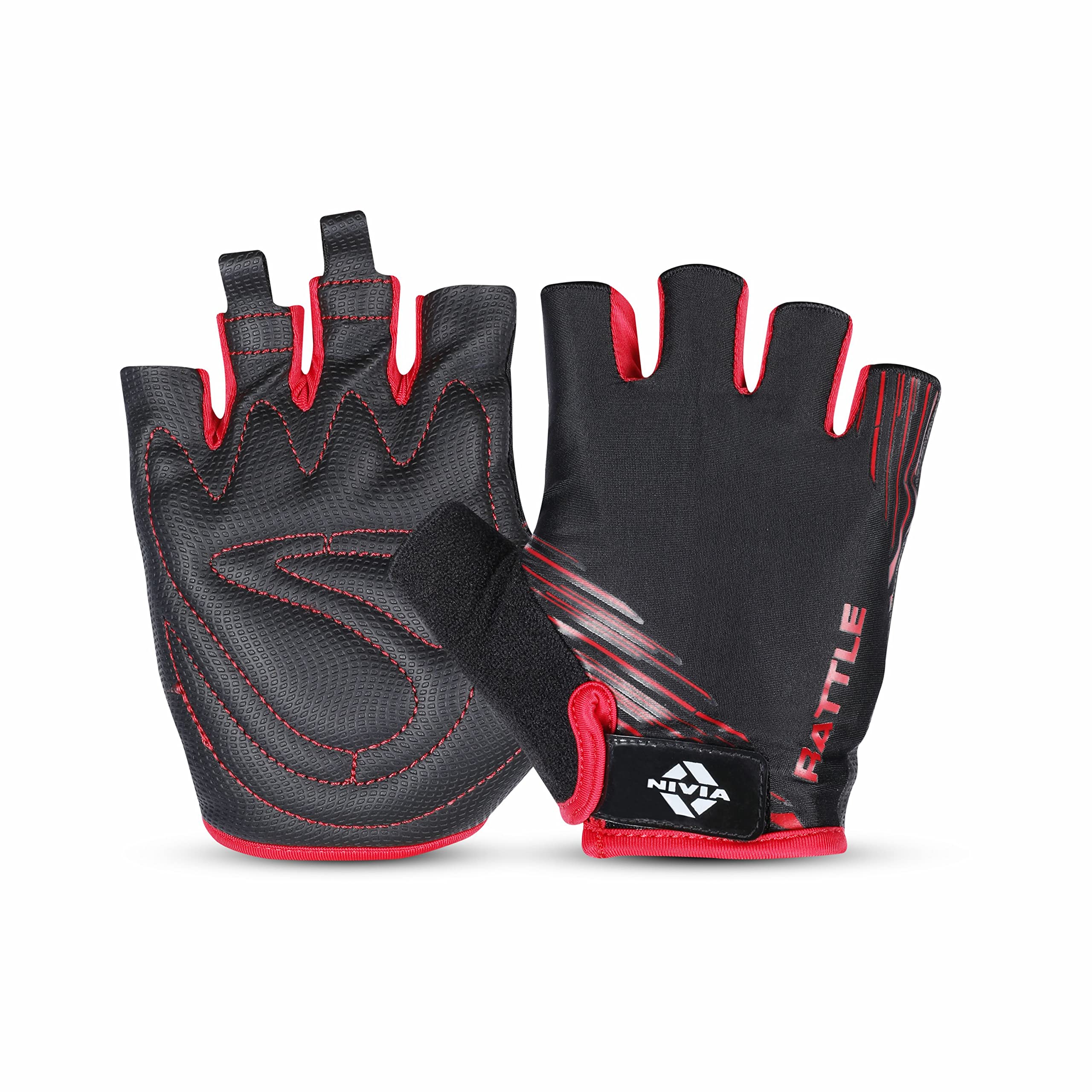 Nivia Rattle Sports Gloves Finger Cut Design Used for Gym Workouts, Weight Lifting, Exercise, Pull-Up, Crossfit, Cycling, Fitness, and Training with Good Grip and Soft Padding (Size - Medium, Black)-image-21