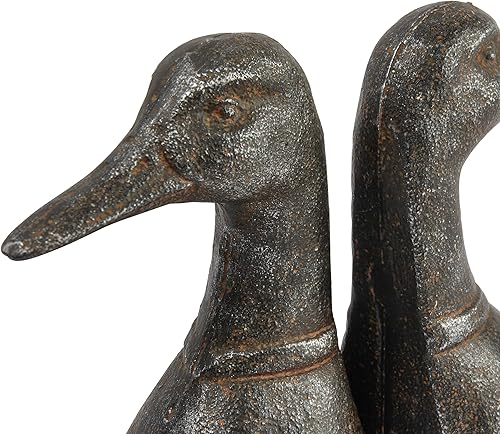 Miniatura 4 de Creative Co-Op Sujetalibros decorativos de metal fundido envejecido con cabeza de pato, color negro, juego de 2