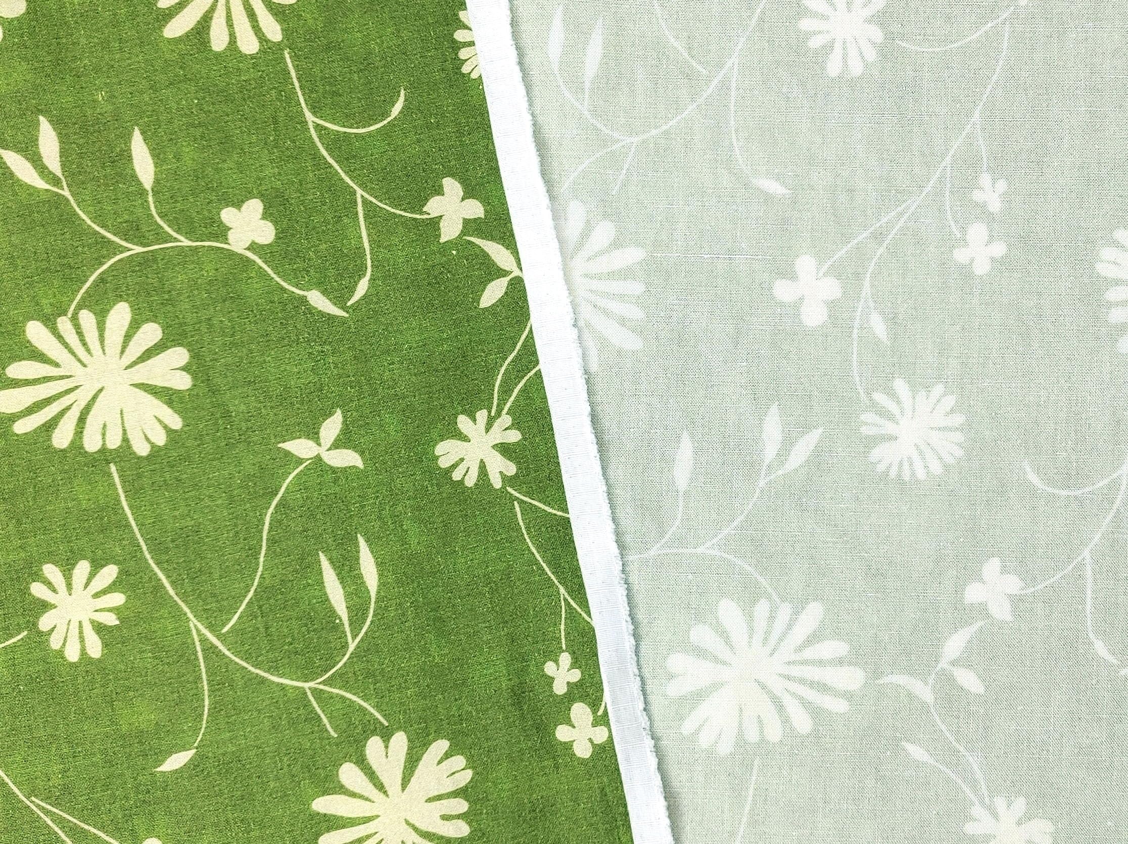 Amazon.com: Green Leaf Print Cotton-Ramie Blend Fabric 8021 Green