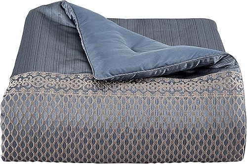 Leah King - Juego de edredón de 4 piezas, azul, 110 x 96