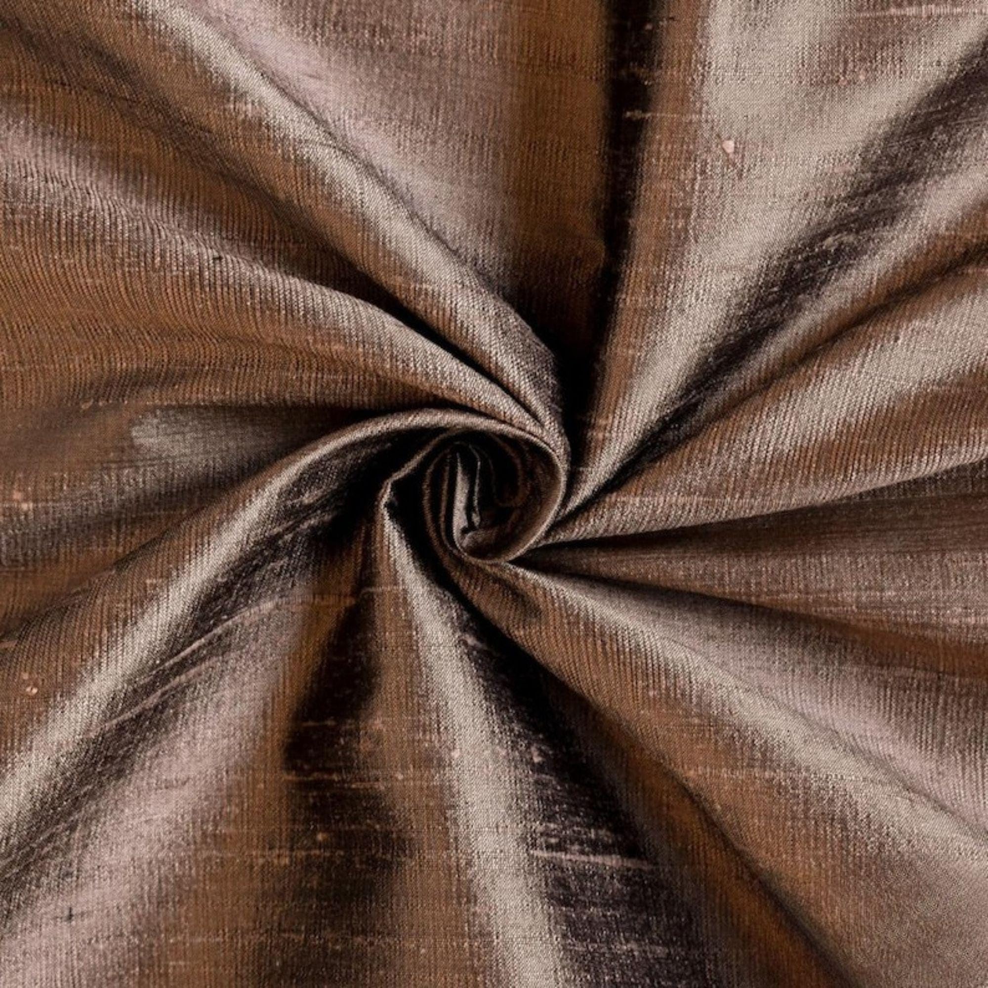 Fabric Mart Direct Bronze 100% Pure Silk Dupioni Fabric By The Metre, 3 Continuous Metres 104 cm Width Pure Raw Silk Solid Color Orange Wholesale Silk Upholstery Fabric for Curtains Bridal Dress โ image 1