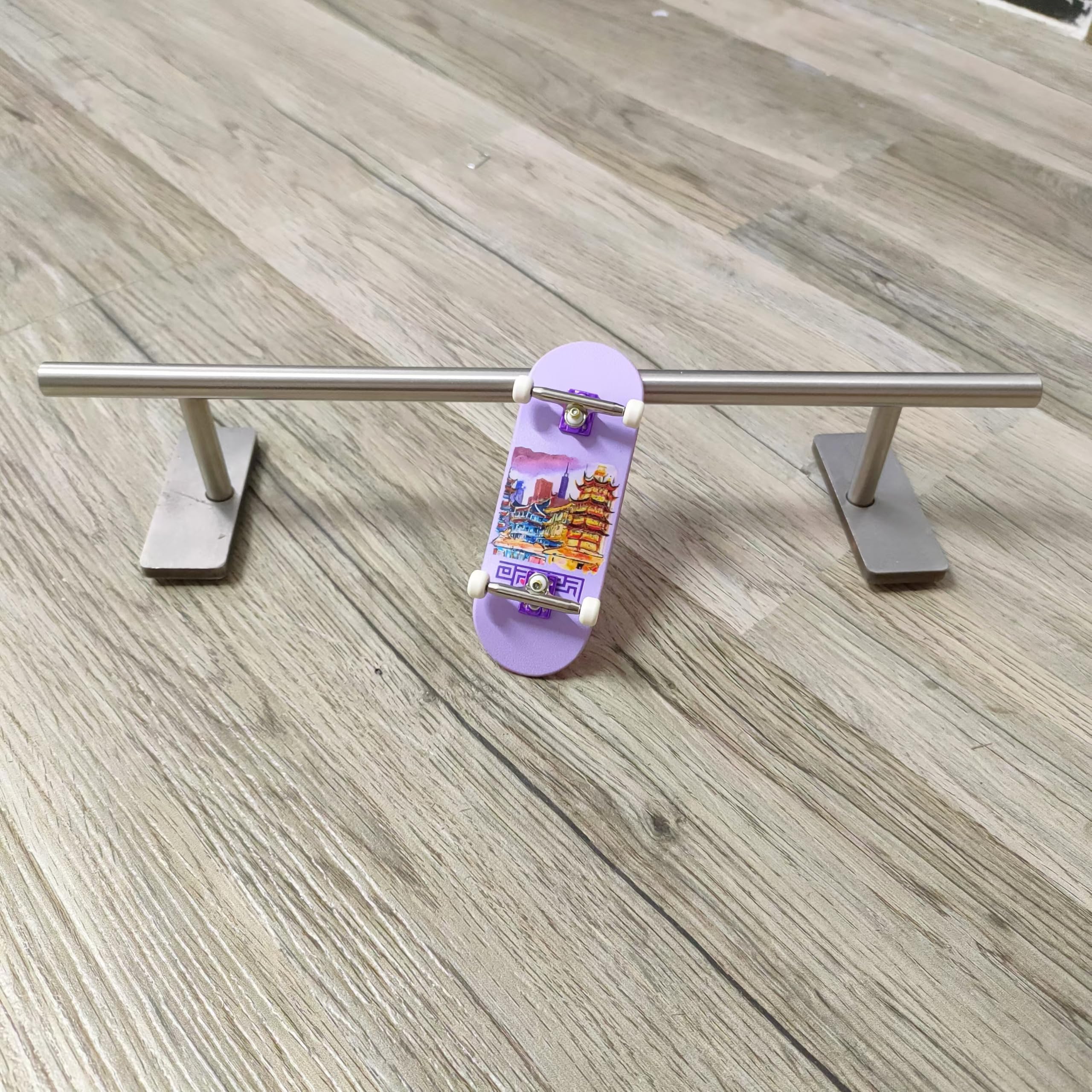 LEEFAI Przeszkody na fingerboard, 28 x 5,5 cm, ze stali nierdzewnej, mini deskorolka fingerboard, okrągła szyna do ramp fingerboardowych i parku