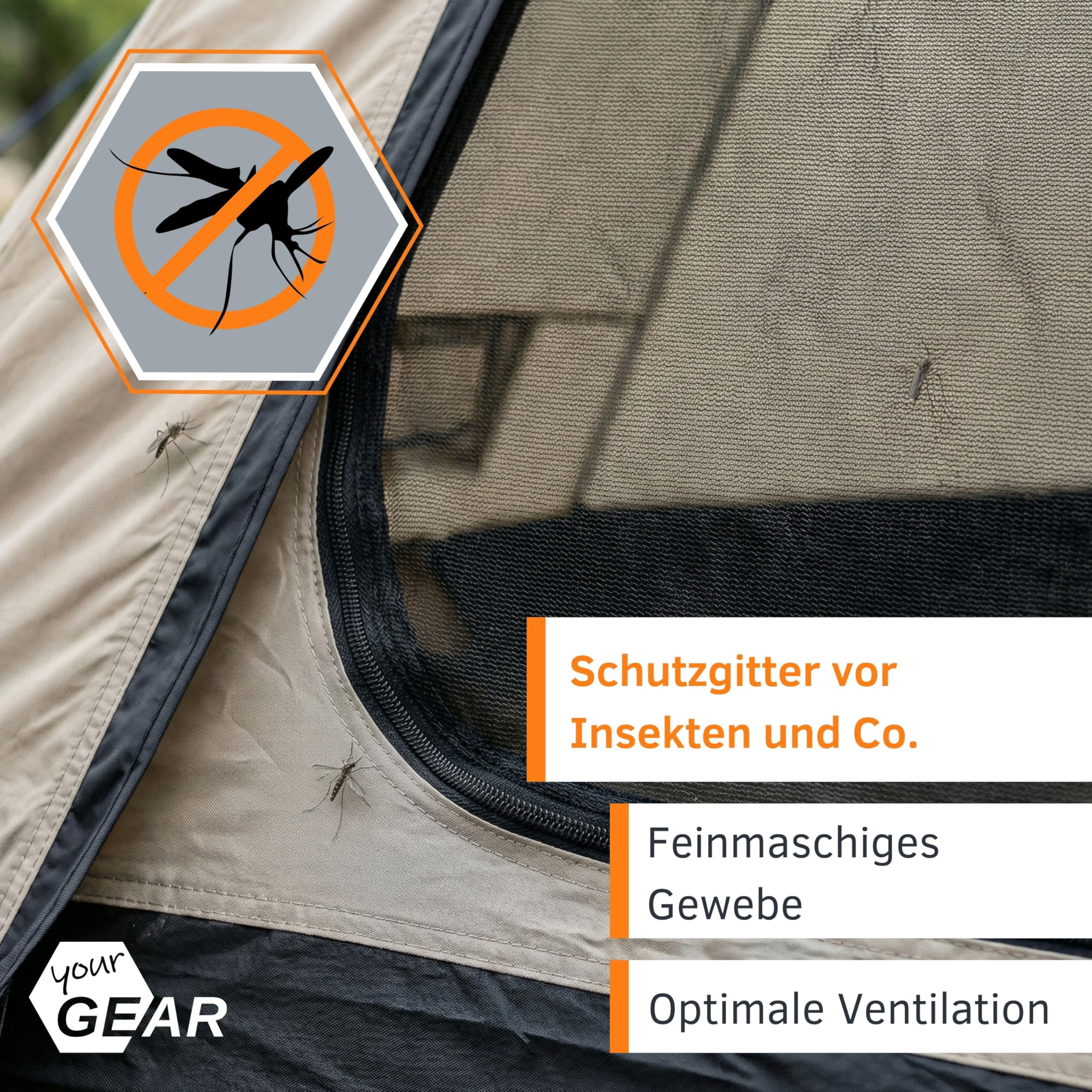 your GEAR Tienda de campaña Lido Tipi para 3 o 4 personas, tienda de campaña con suelo cosido, protección contra insectos y altura de pie, tienda piramidal con protección solar UV 50+, tienda de