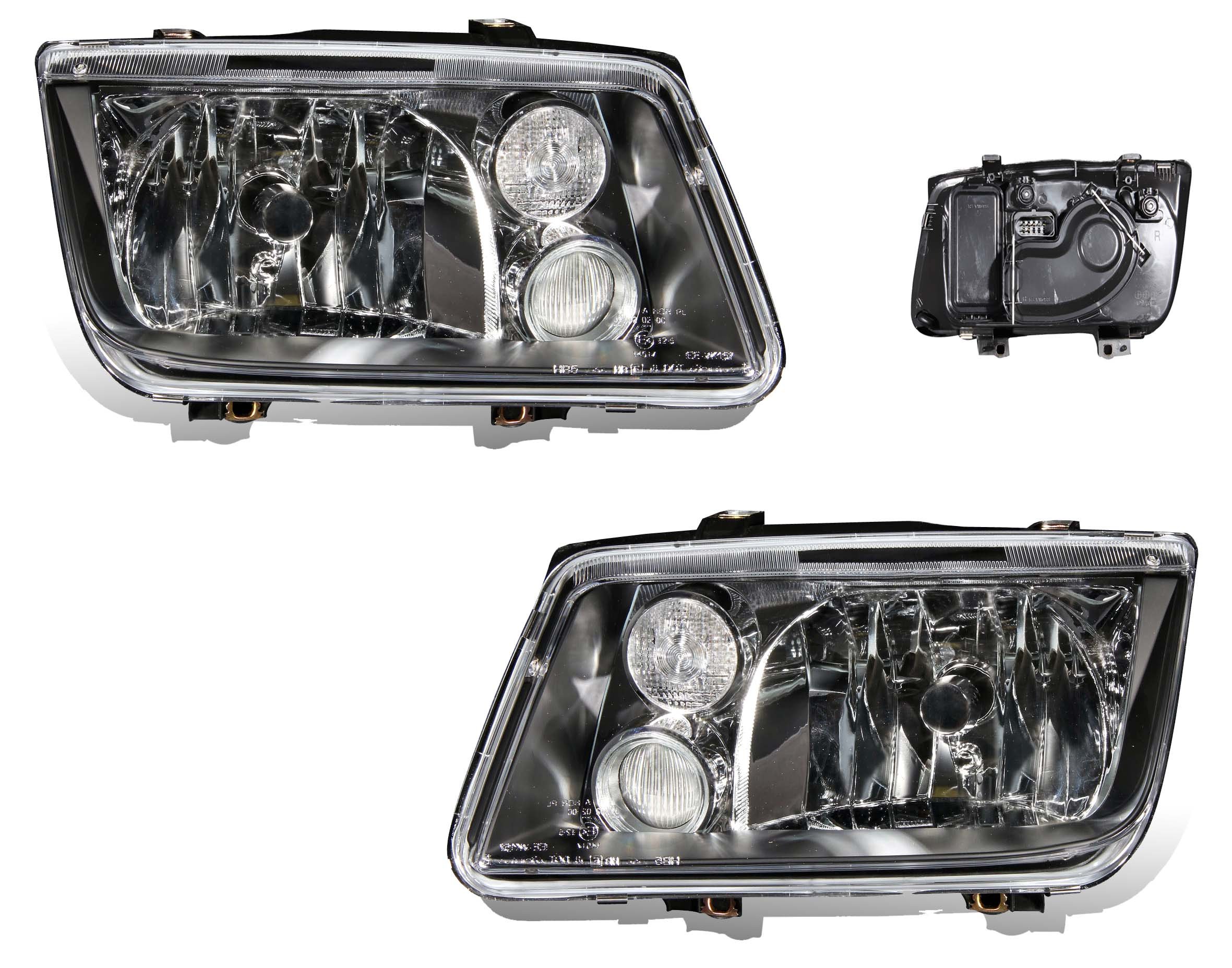 SPPC Headlights Black Assembly Set (W/Fog Lights) For Volkswagen Jetta - (Pair) Driver Left and Passenger Right Side Replacement Headlamp