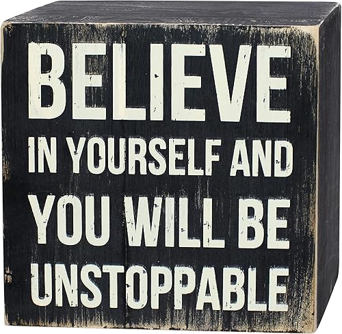 ARTGIFTHOU Letrero vintage de madera envejecida para decoración de pared del hogar, mesa, estante, oficina, arte, Believe In Yourself And You Will