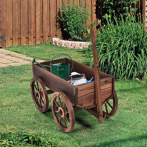 Miniatura 5 de Moccha - Carro de madera con 4 ruedas para maceta de flores y flores, para el hogar, jardín, interior y exterior