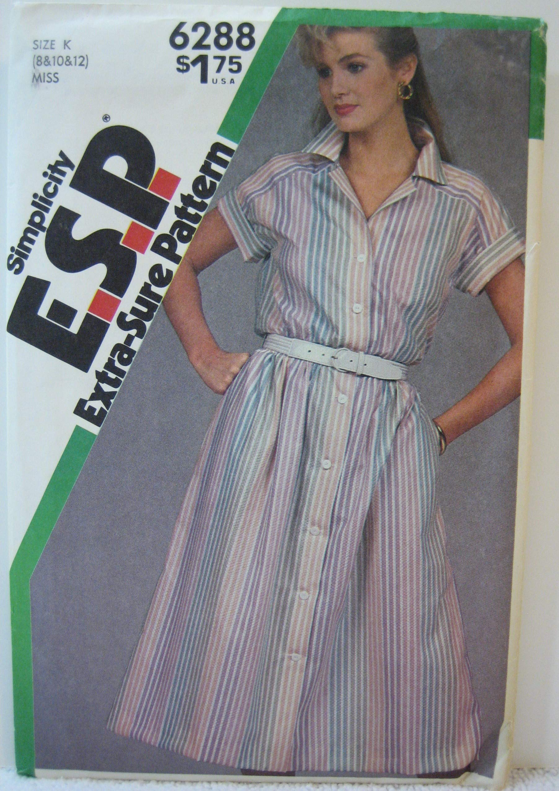 Patron Simplicity 6288 robe boutonnée à jupe froncée taille K