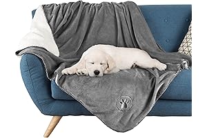 PETMAKER Waterproof Dog Blanket - 50x60-Inch Large Reversible Sherpa Fleece Throw