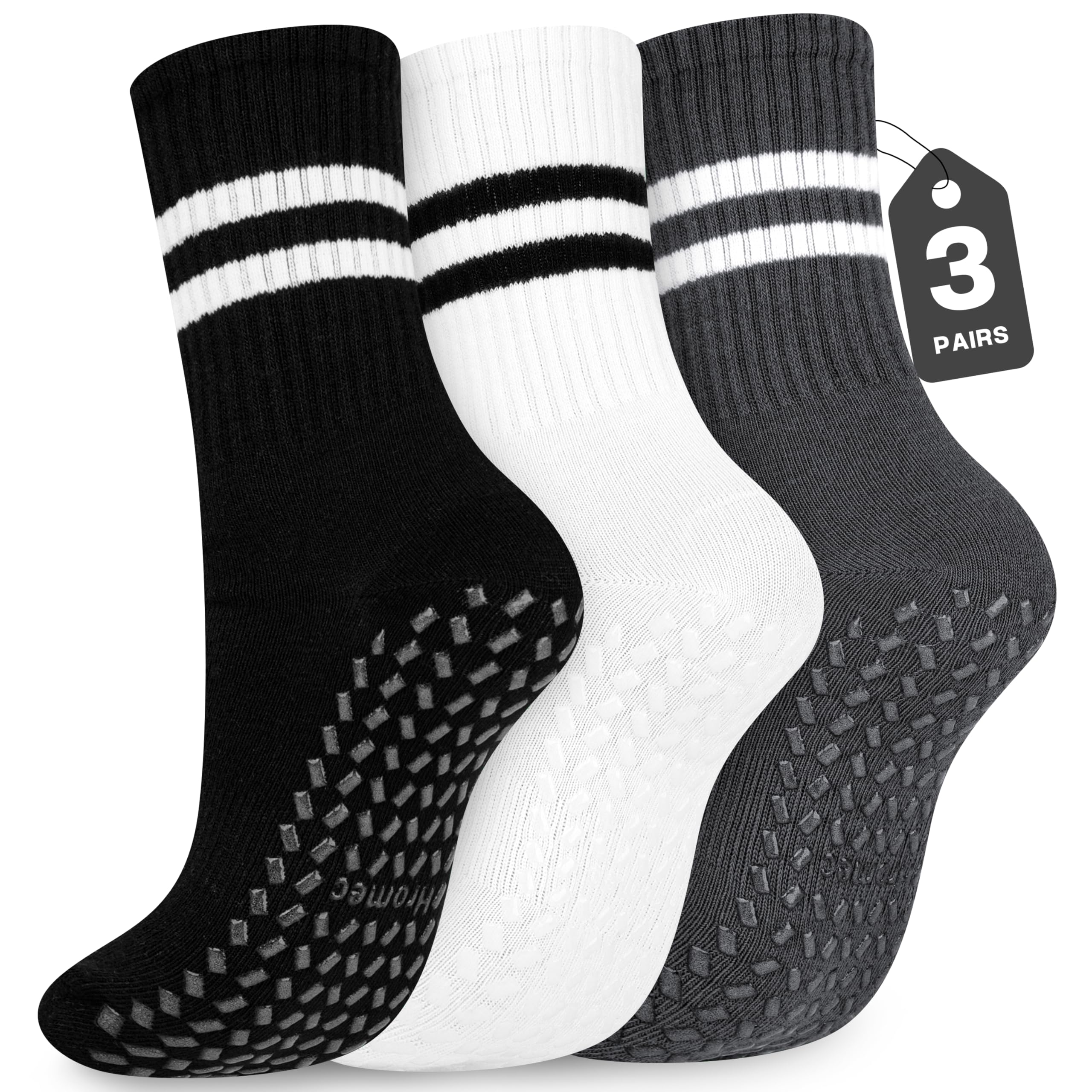 Pilates Socks with Grips for Yoga Barefoot Ballet Barre Hospital Non Slip Anti Skid Socks for Women and